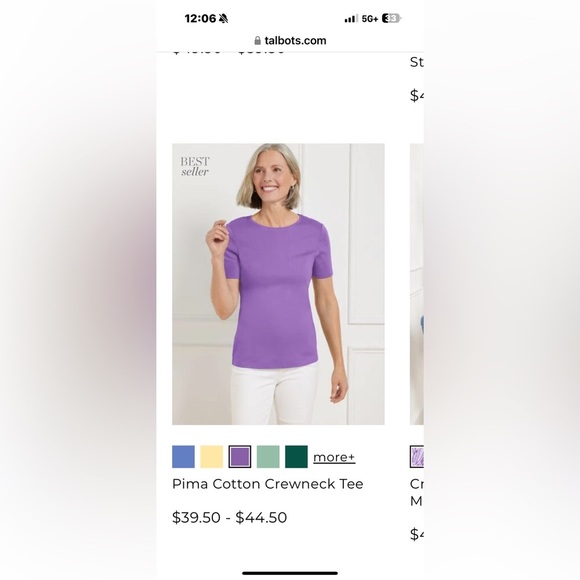 TALBOTS tee women’s short sleeve shirt light purple pima cotton top shirt blouse - Picture 4 of 7